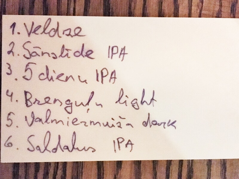 Beer flight card, second day
