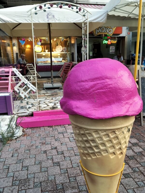Look for the pink ice cream cone